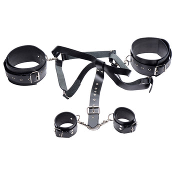 Leather Thigh Harness with Wrist Cuffs