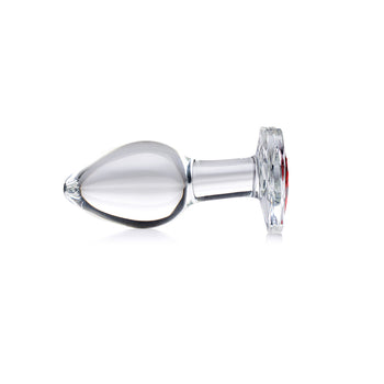 Red Heart Gem Glass Anal Plug