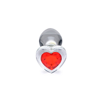 Red Heart Gem Glass Anal Plug