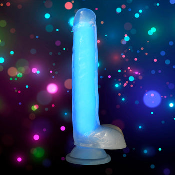 7 Inch Glow-in-the-Dark Silicone Dildo with Balls