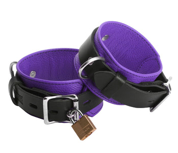 Strict Leather Deluxe Locking Black/Purple Cuffs