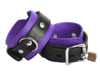 Strict Leather Deluxe Locking Black/Purple Cuffs