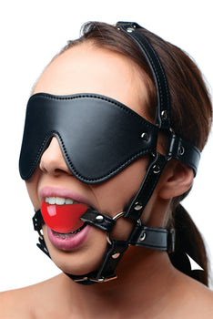 Blindfold Harness and Ball Gag (Red)