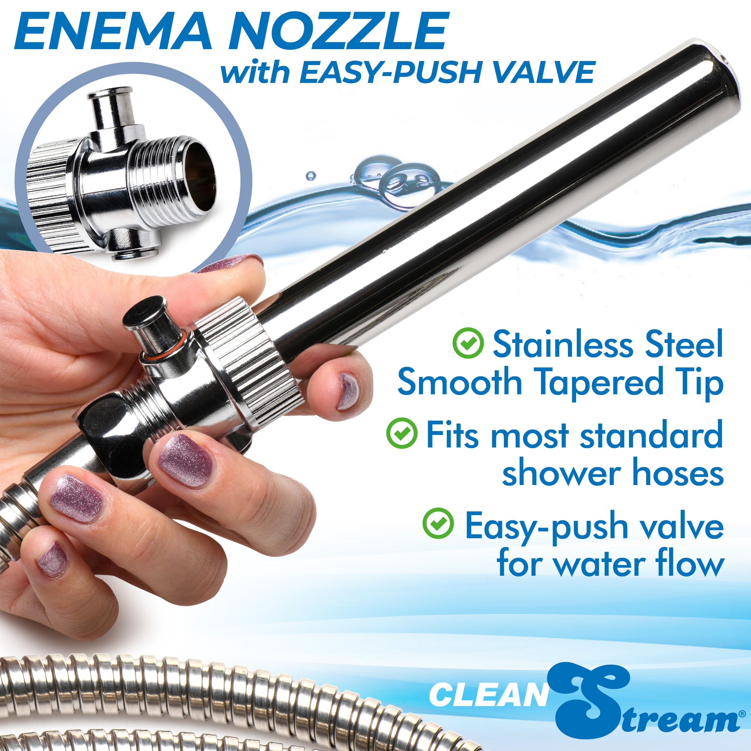 Enema Nozzle with Quick Shut Off/On Valve – Healthy & Active