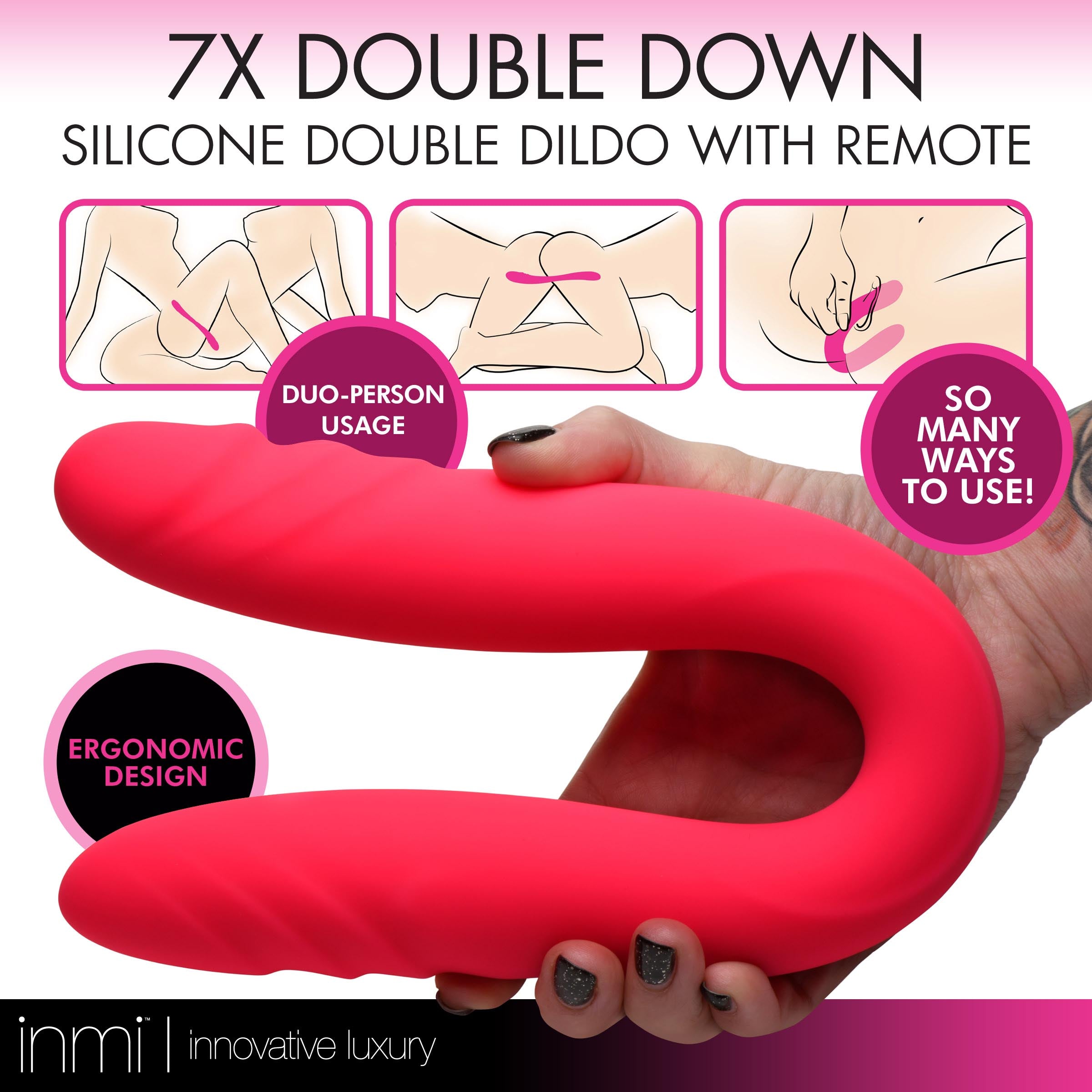 7X Double Down Silicone Double Dildo with Remote – Healthy & Active