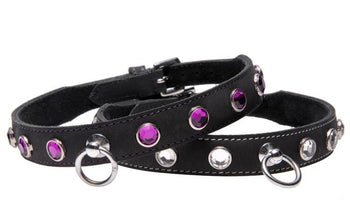 Leather Rhinestone Collar